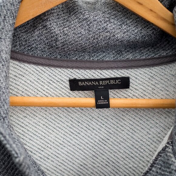 Banana Republic Men’s Large Gray Snap Front Cardigan Jacket Sweater - Picture 2 of 11